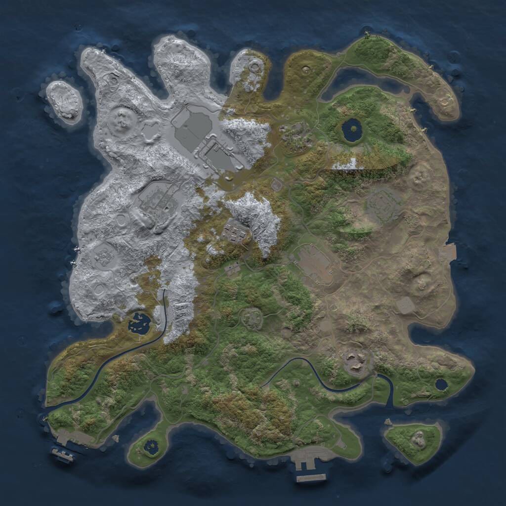 Rust Map: Procedural Map, Size: 3500, Seed: 1966092569, 13 Monuments