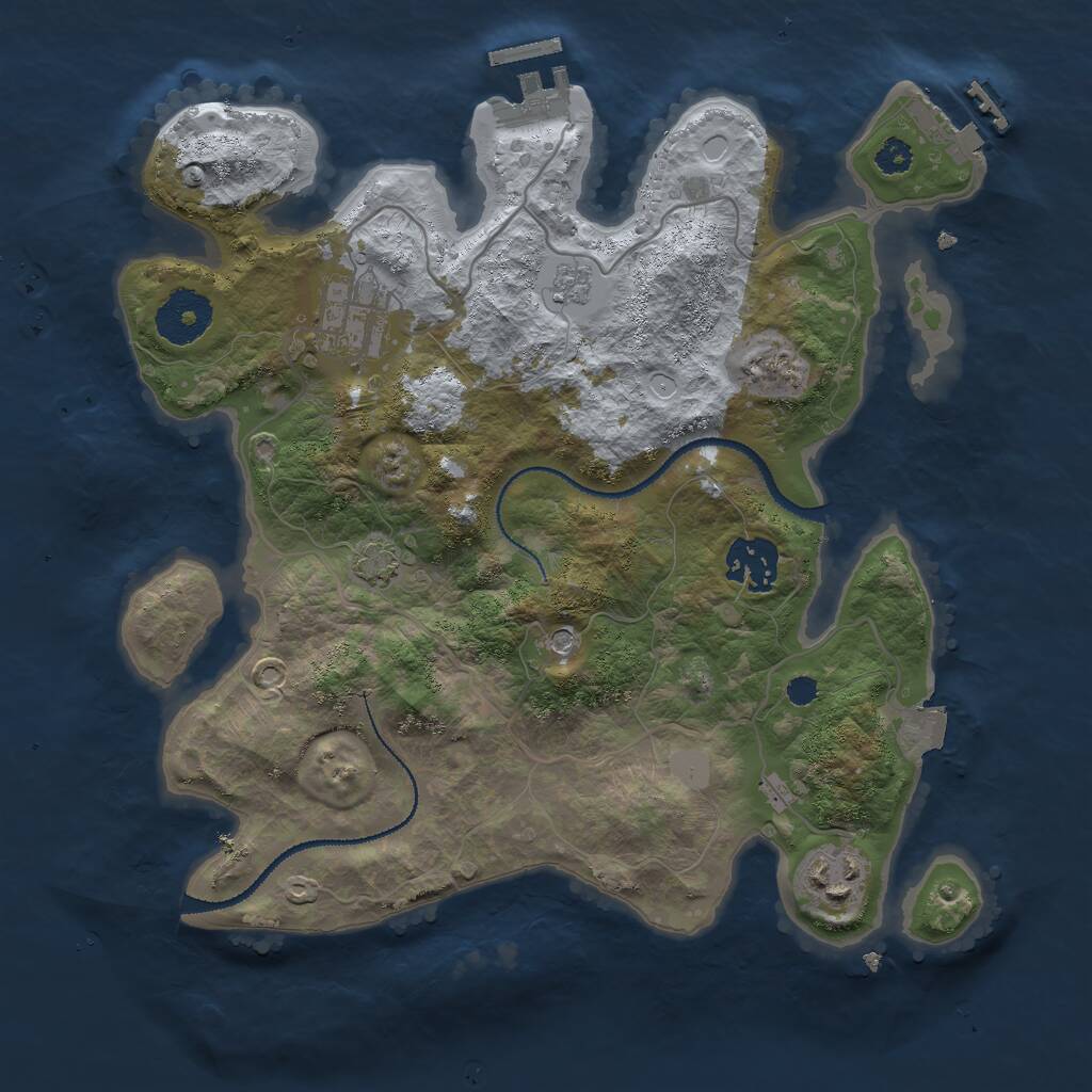 Rust Map: Procedural Map, Size: 3000, Seed: 1818850996, 9 Monuments