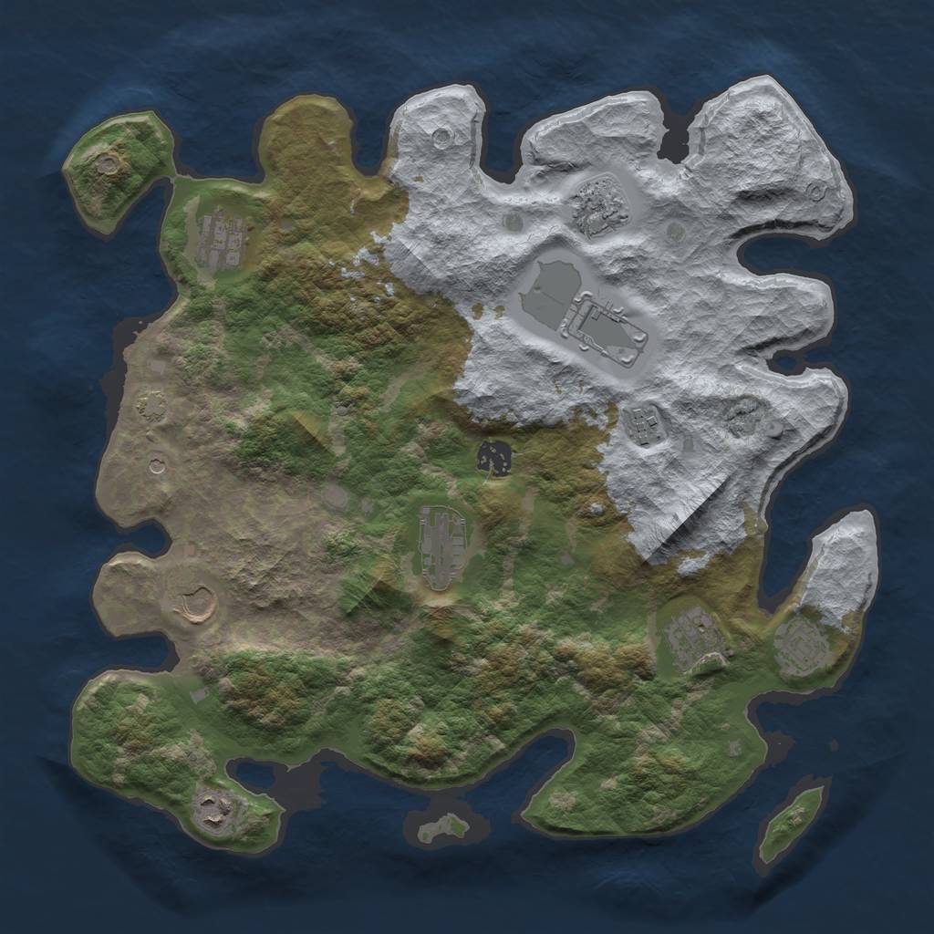 Rust Map: Barren, Size: 3850, Seed: 13180317, 14 Monuments