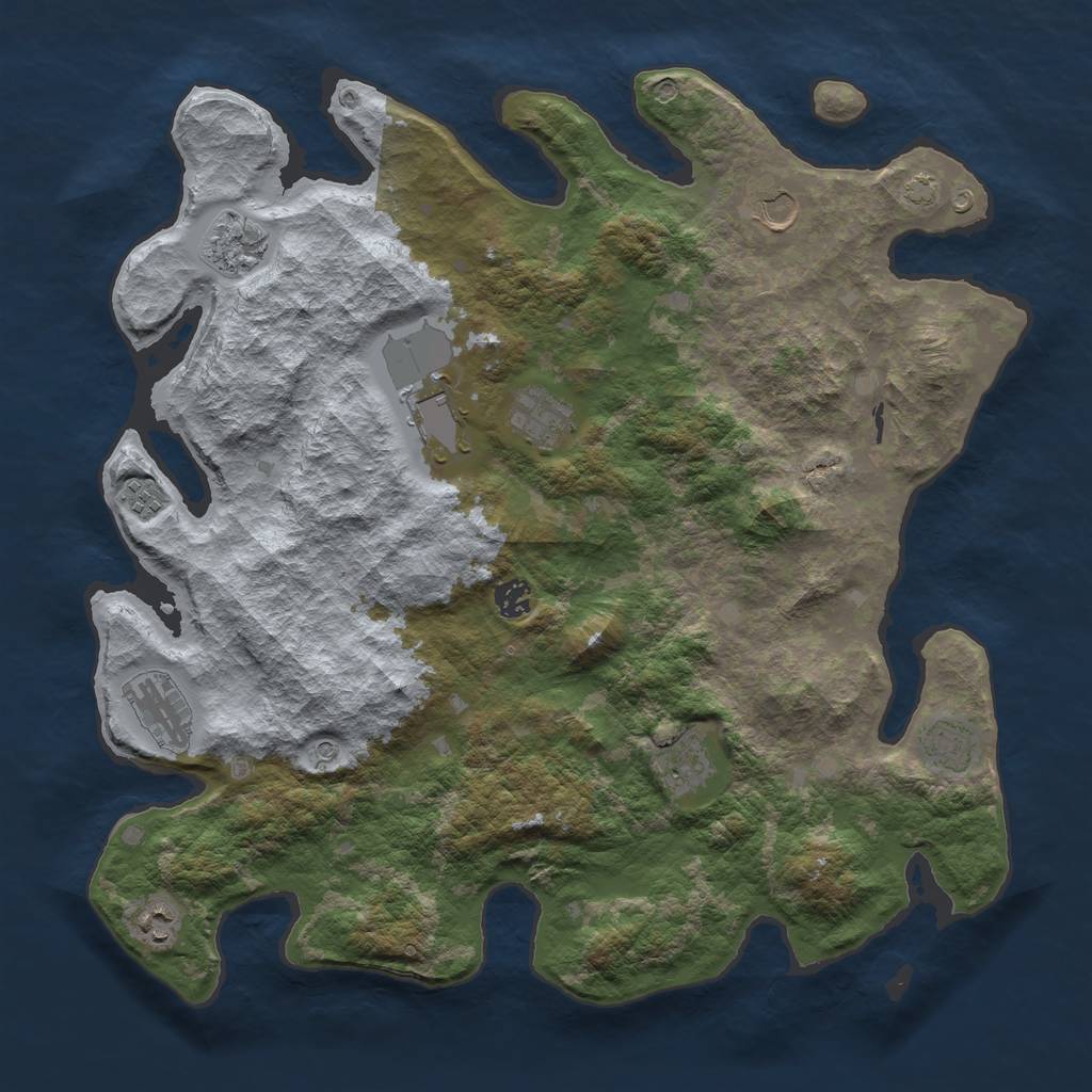 Rust Map: Barren, Size: 4250, Seed: 53558067, 14 Monuments
