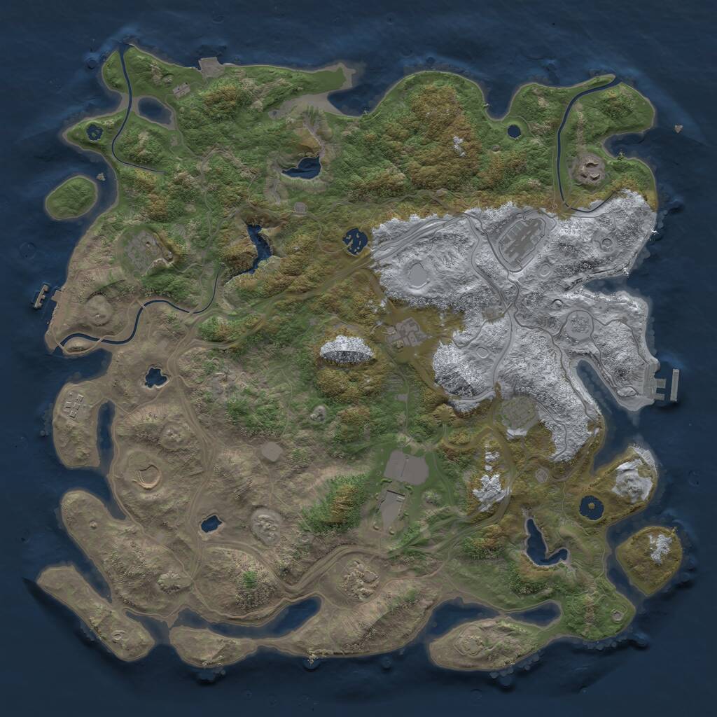 Rust Map: Procedural Map, Size: 4500, Seed: 57532654, 16 Monuments