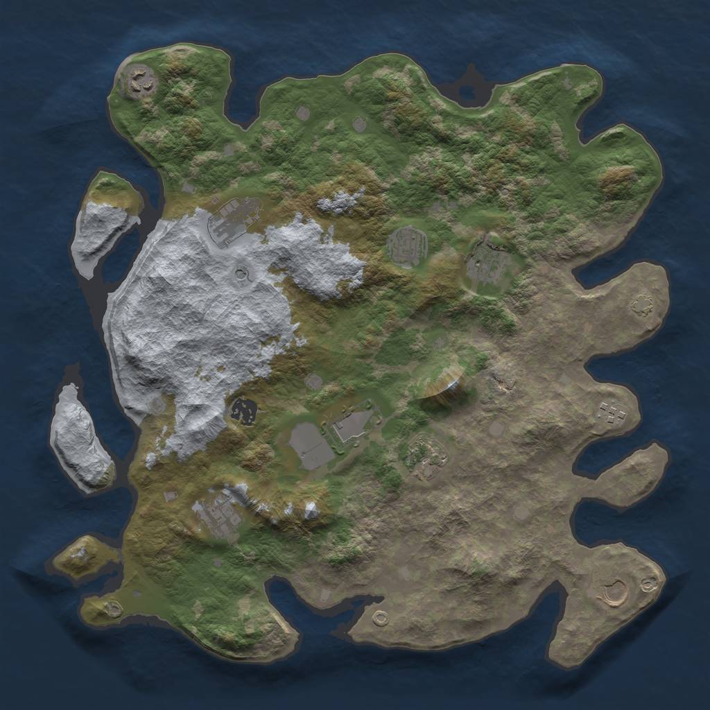 Rust Map: Barren, Size: 4000, Seed: 19231449, 14 Monuments
