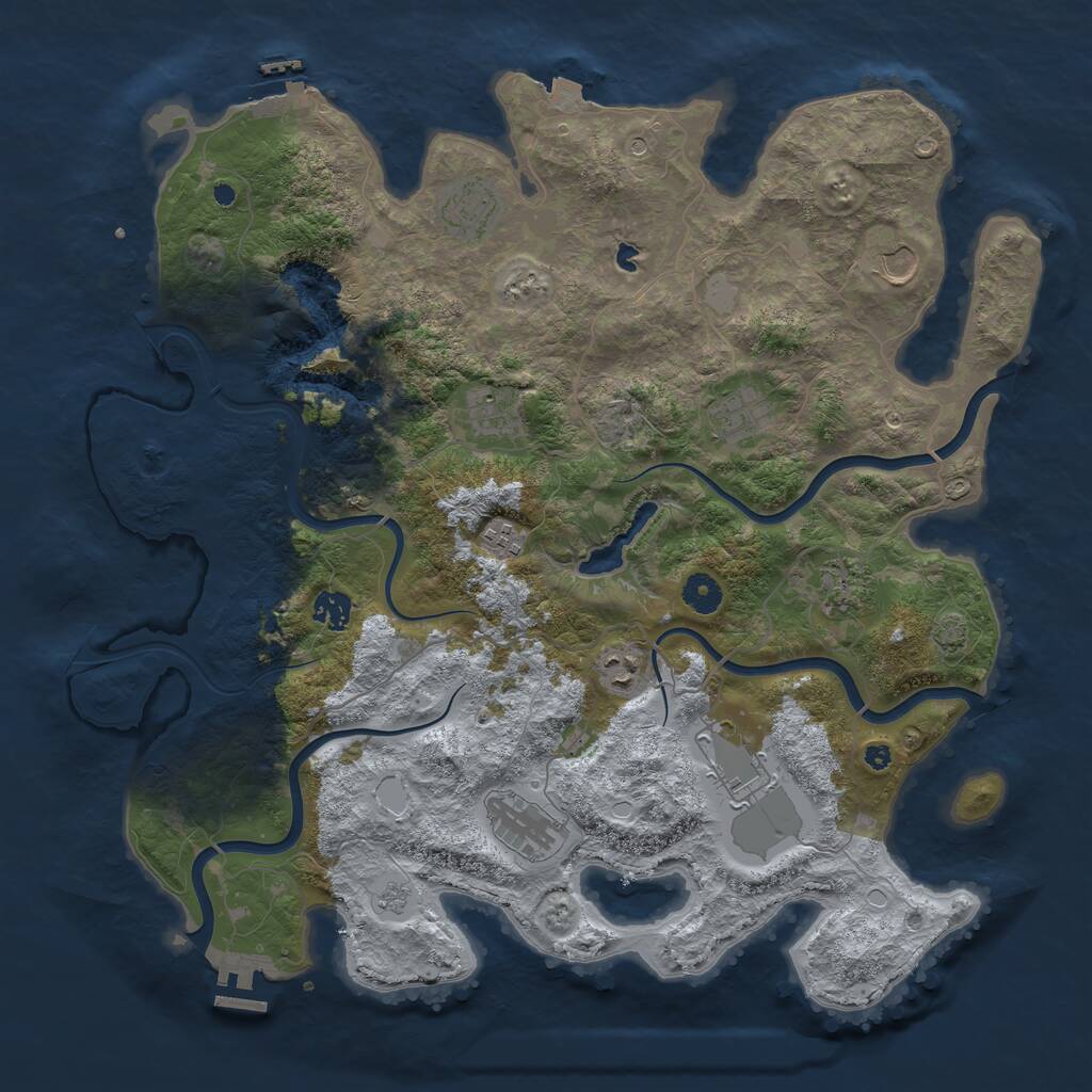 Rust Map: Procedural Map, Size: 4200, Seed: 449619, 16 Monuments