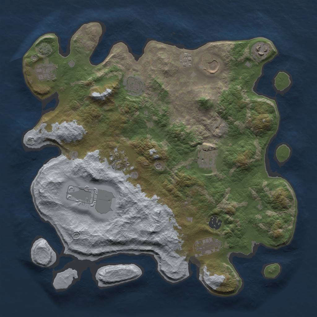 Rust Map: Barren, Size: 3650, Seed: 72673839, 14 Monuments