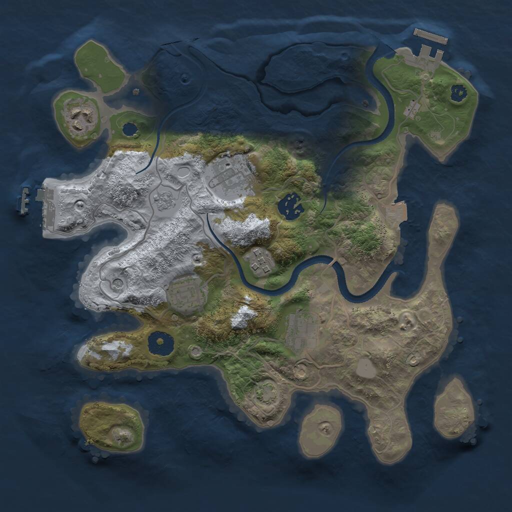 Rust Map: Procedural Map, Size: 3000, Seed: 563453132, 12 Monuments