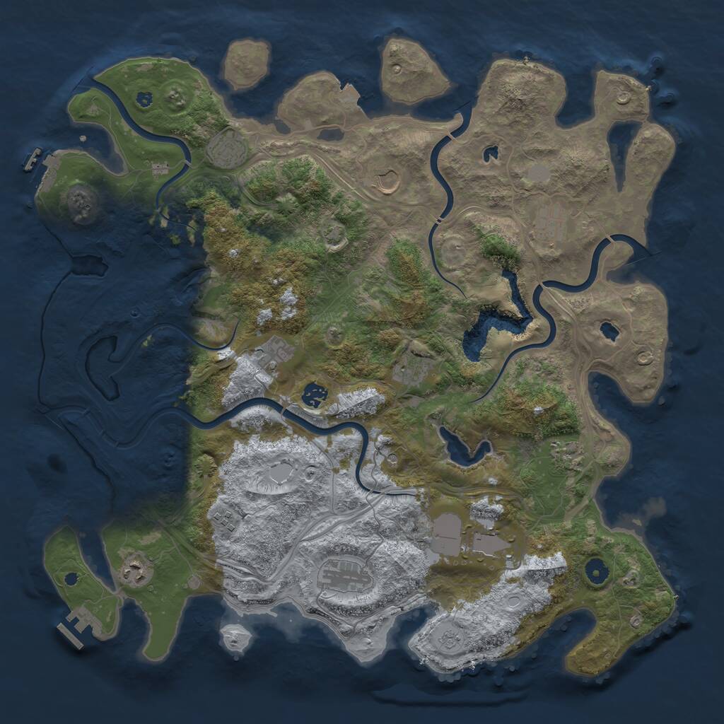 Rust Map: Procedural Map, Size: 4500, Seed: 1151577369, 17 Monuments