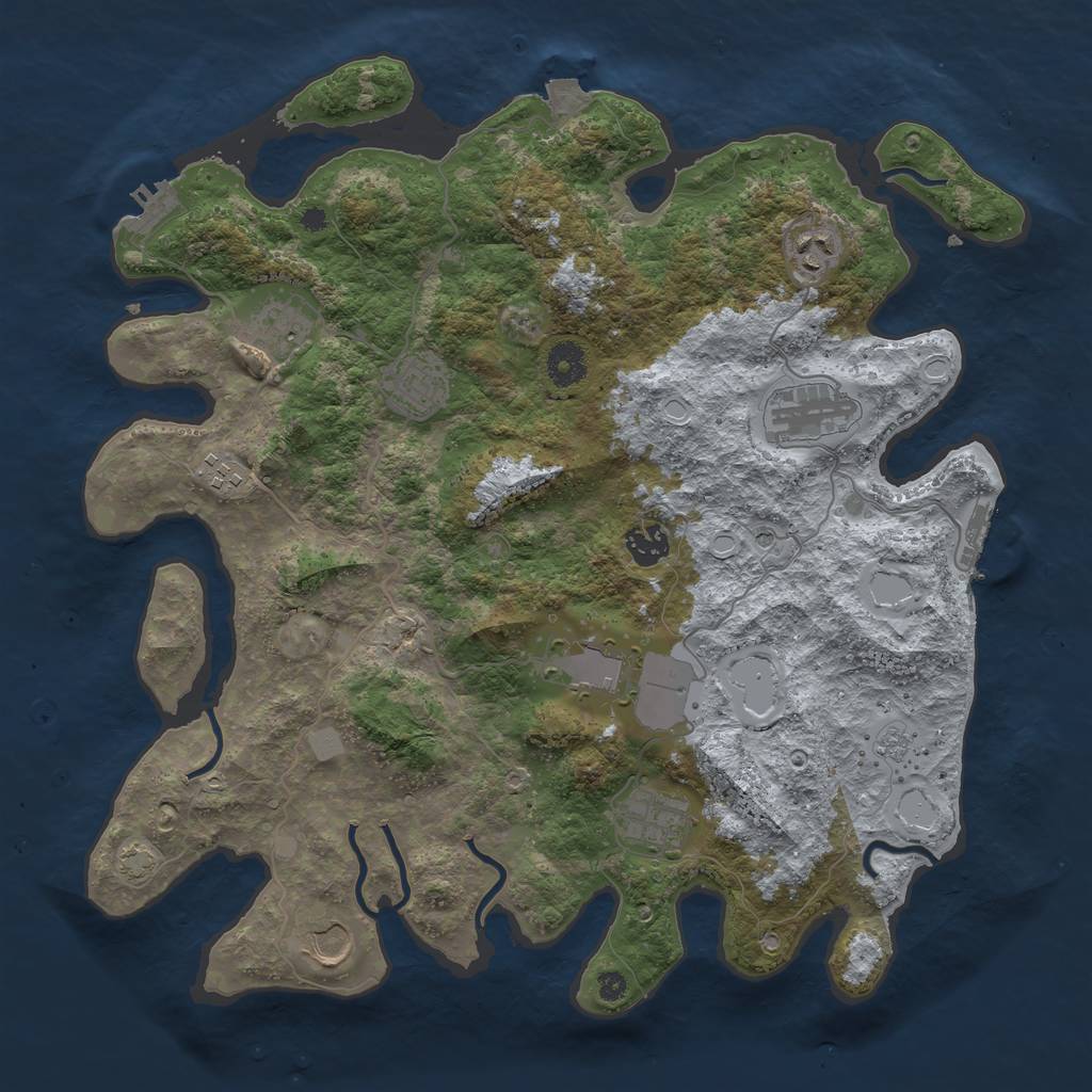 Rust Map: Procedural Map, Size: 3850, Seed: 97712131, 17 Monuments