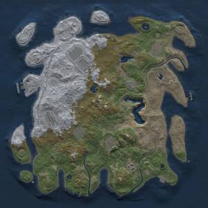 Thumbnail Rust Map: Procedural Map, Size: 4096, Seed: 564757, 13 Monuments