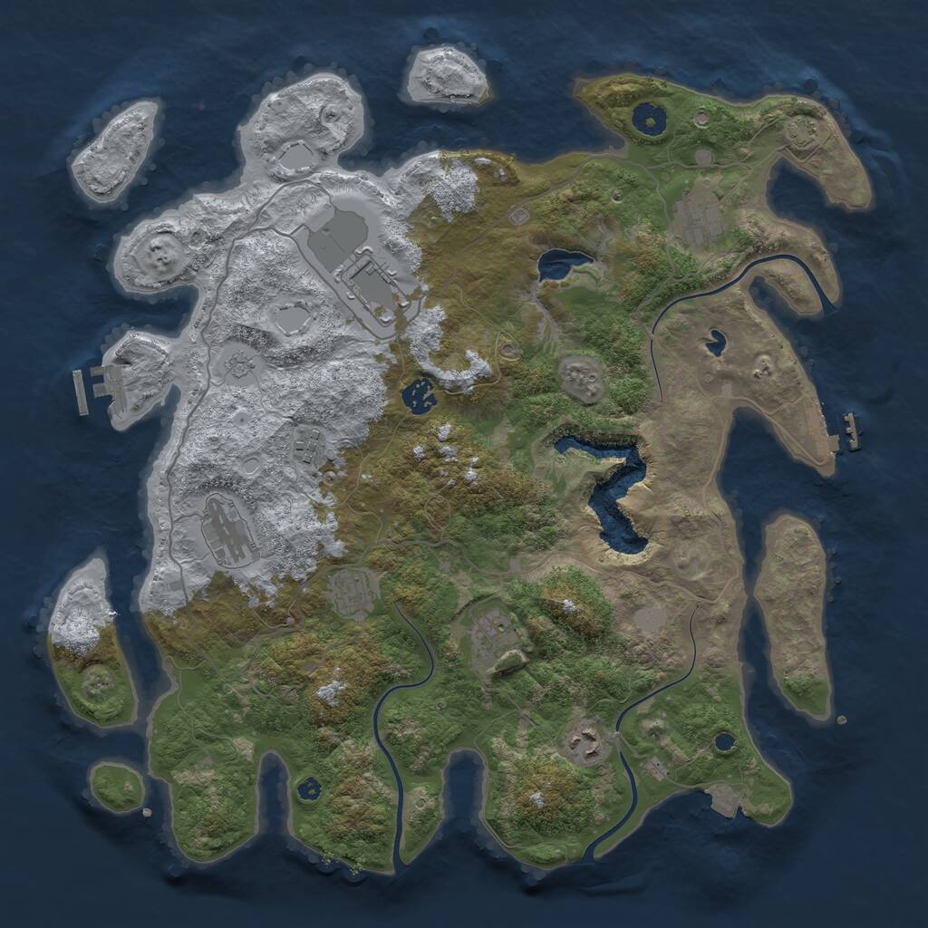Rust Map: Procedural Map, Size: 4096, Seed: 564757, 13 Monuments