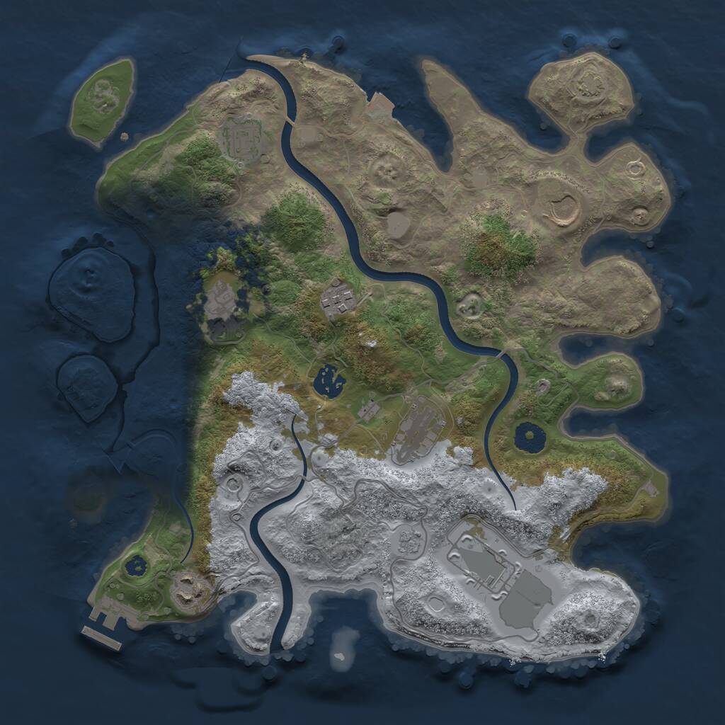 Rust Map: Procedural Map, Size: 3500, Seed: 308167575, 13 Monuments
