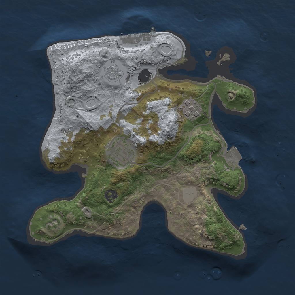Rust Map: Procedural Map, Size: 2250, Seed: 1276795432, 7 Monuments