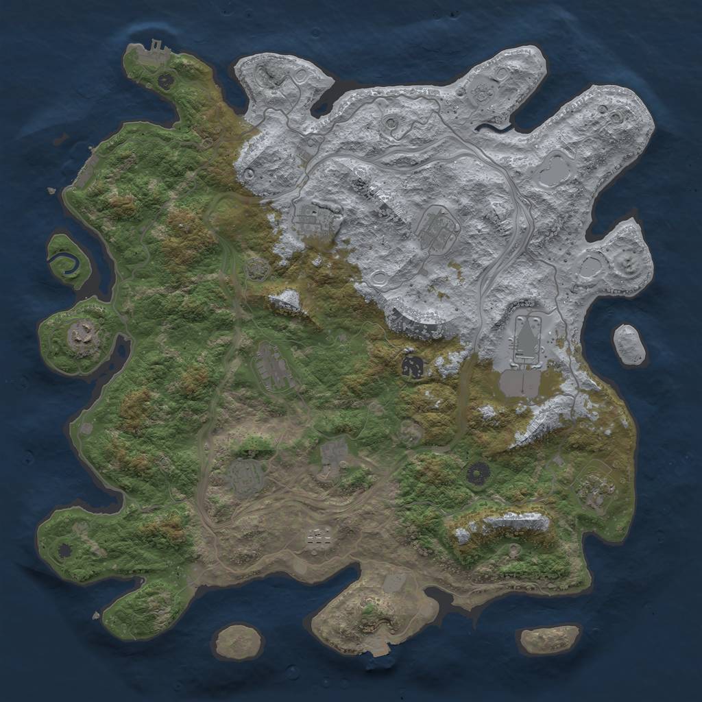 Rust Map: Procedural Map, Size: 4500, Seed: 4427635, 18 Monuments