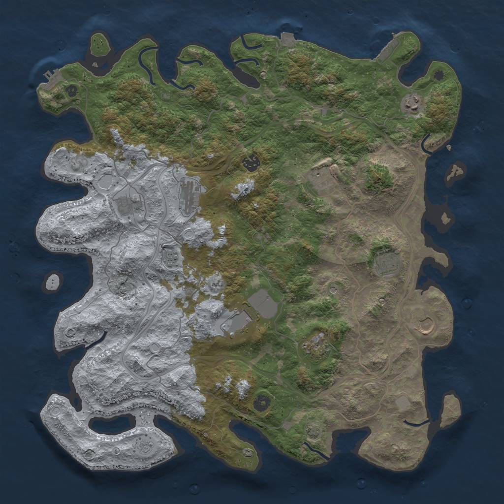 Rust Map: Procedural Map, Size: 4500, Seed: 481263, 18 Monuments