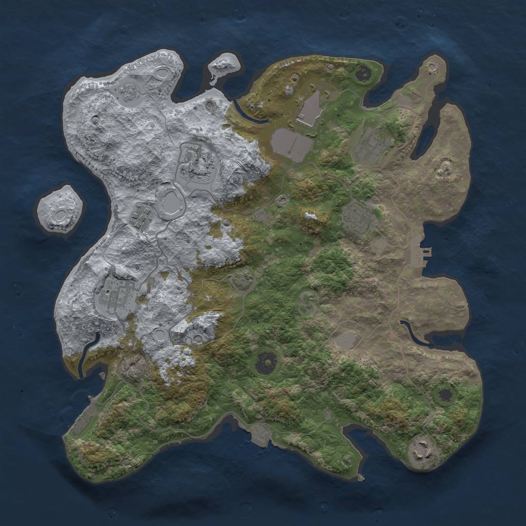 Rust Map: Procedural Map, Size: 3500, Seed: 1049342142, 15 Monuments