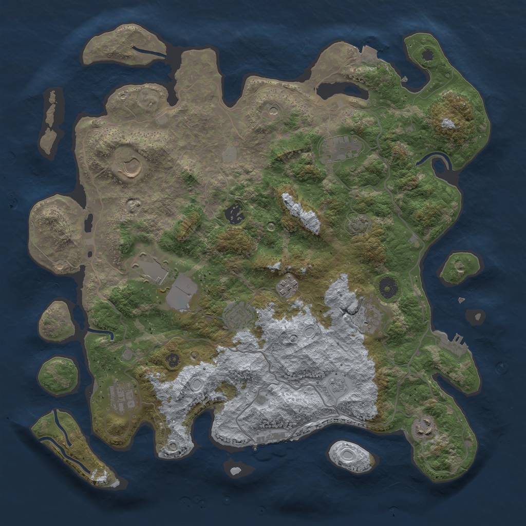 Rust Map: Procedural Map, Size: 4000, Seed: 1874474591, 17 Monuments