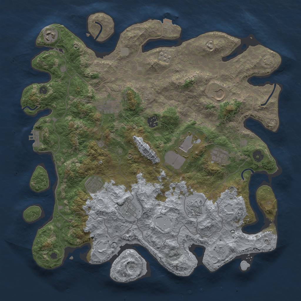 Rust Map: Procedural Map, Size: 4000, Seed: 9058372, 17 Monuments