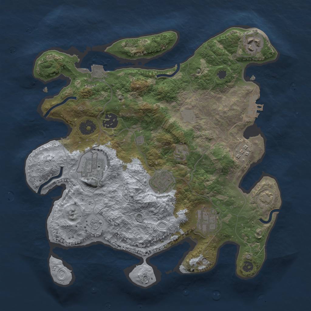 Rust Map: Procedural Map, Size: 3000, Seed: 155408670, 12 Monuments