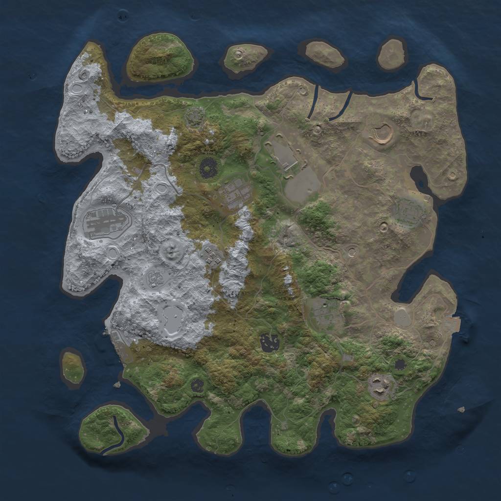 Rust Map: Procedural Map, Size: 3751, Seed: 22662570, 16 Monuments