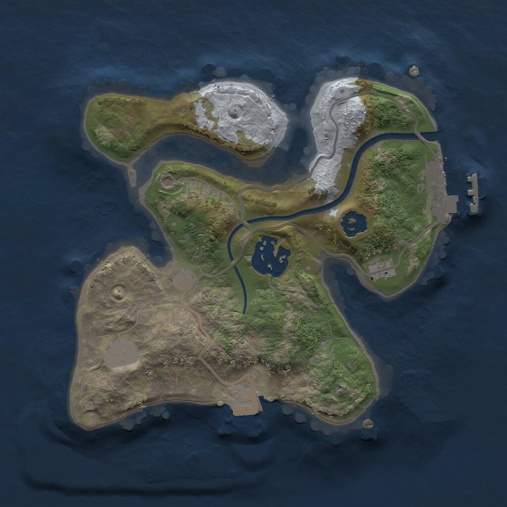 Rust Map: Procedural Map, Size: 2000, Seed: 210, 3 Monuments
