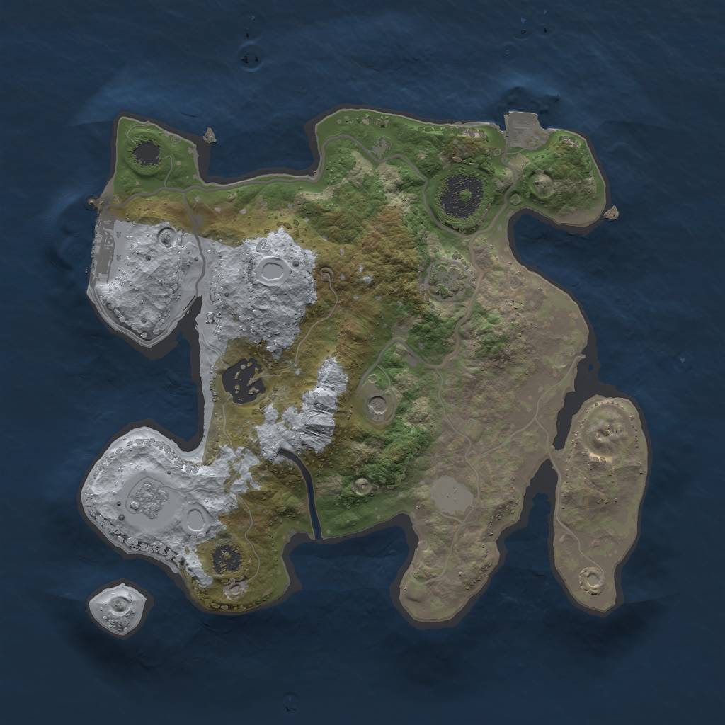 Rust Map: Procedural Map, Size: 2500, Seed: 49134873, 8 Monuments