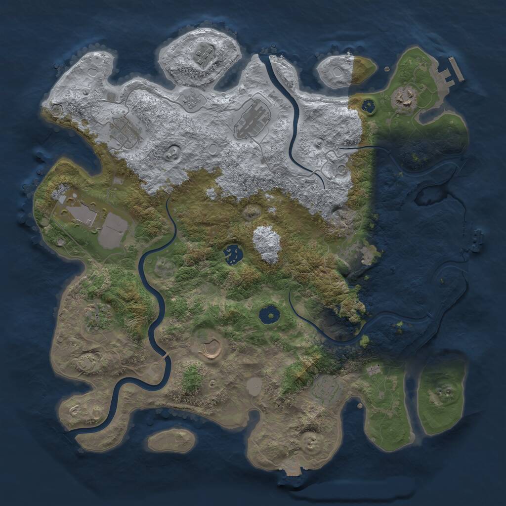 Rust Map: Procedural Map, Size: 3900, Seed: 64800212, 16 Monuments