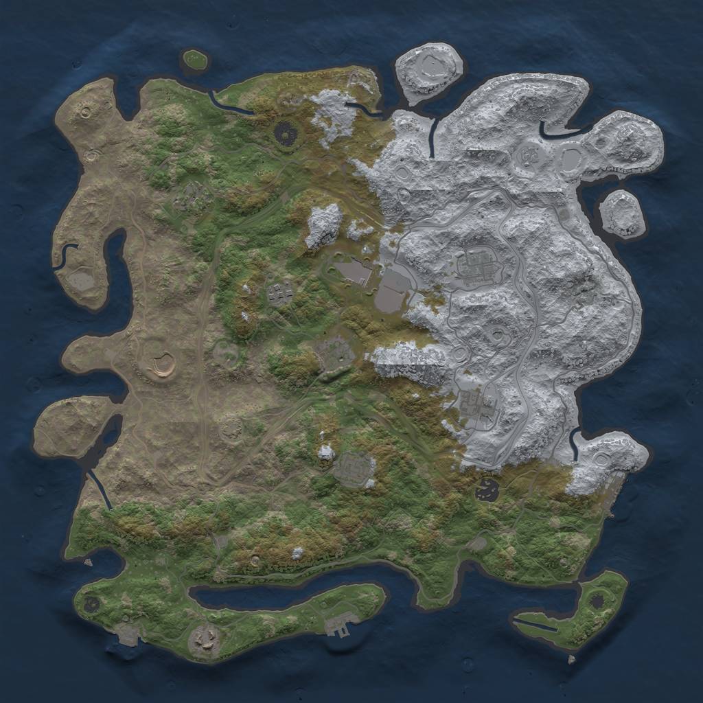 Rust Map: Procedural Map, Size: 4400, Seed: 93331899, 18 Monuments