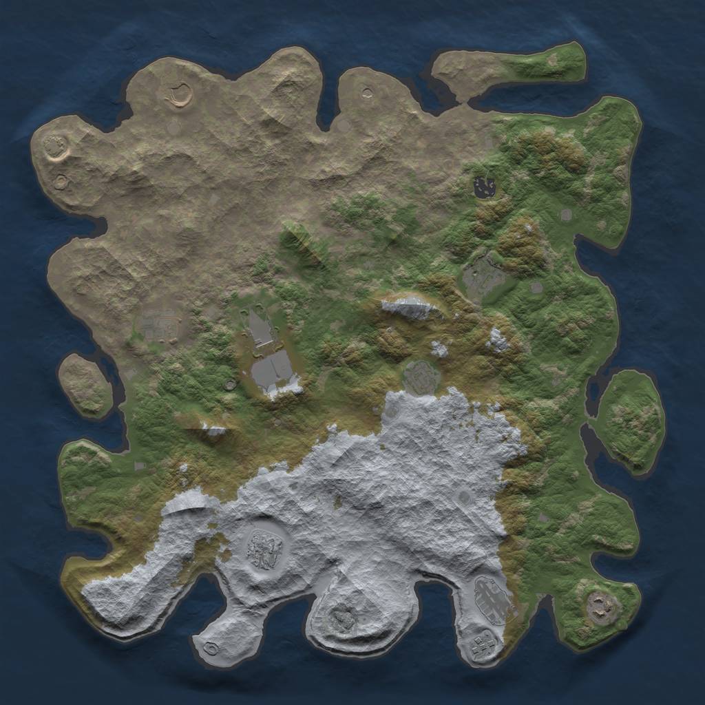 Rust Map: Barren, Size: 4500, Seed: 1000000, 14 Monuments