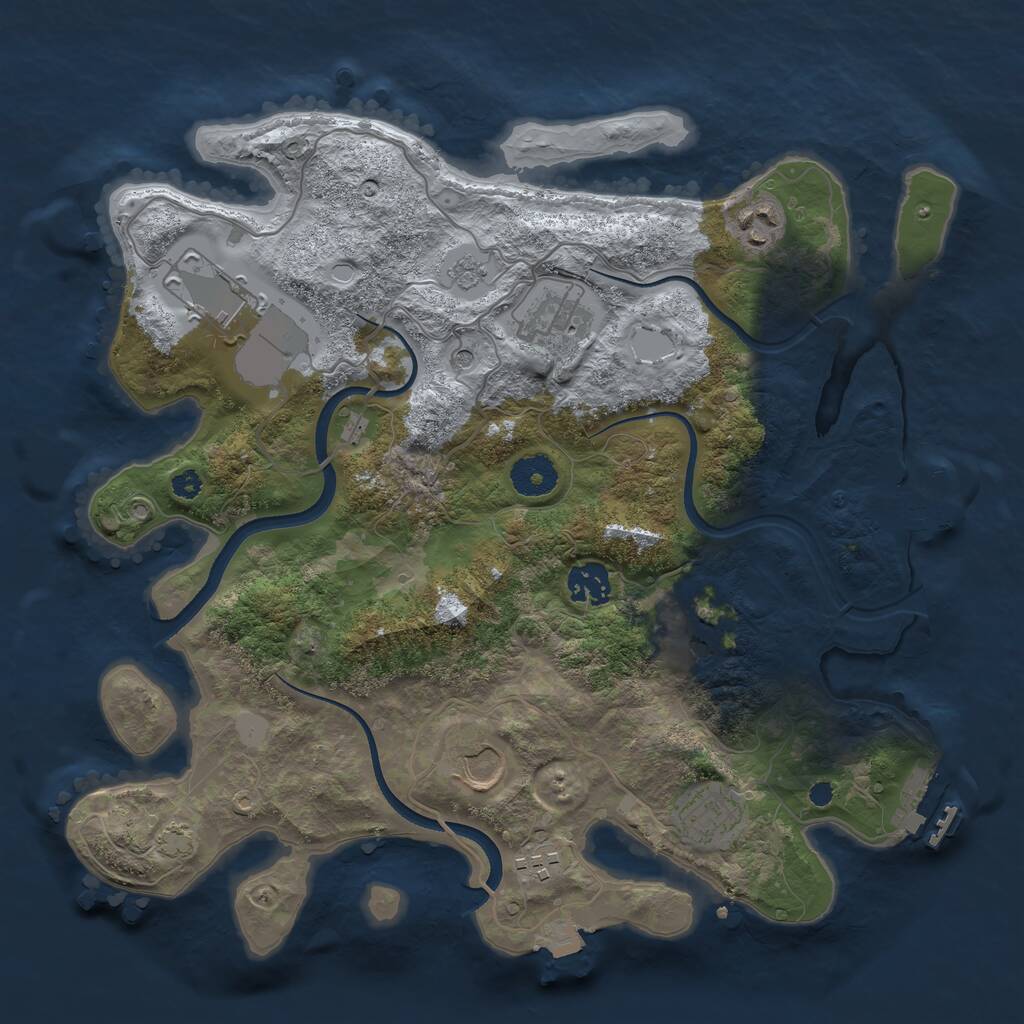 Rust Map: Procedural Map, Size: 3500, Seed: 545573615, 14 Monuments