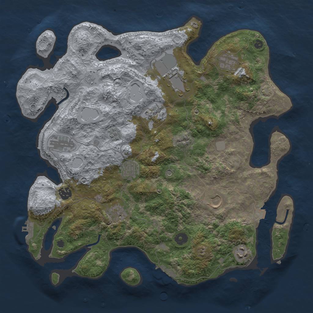 Rust Map: Procedural Map, Size: 3750, Seed: 94046729, 18 Monuments