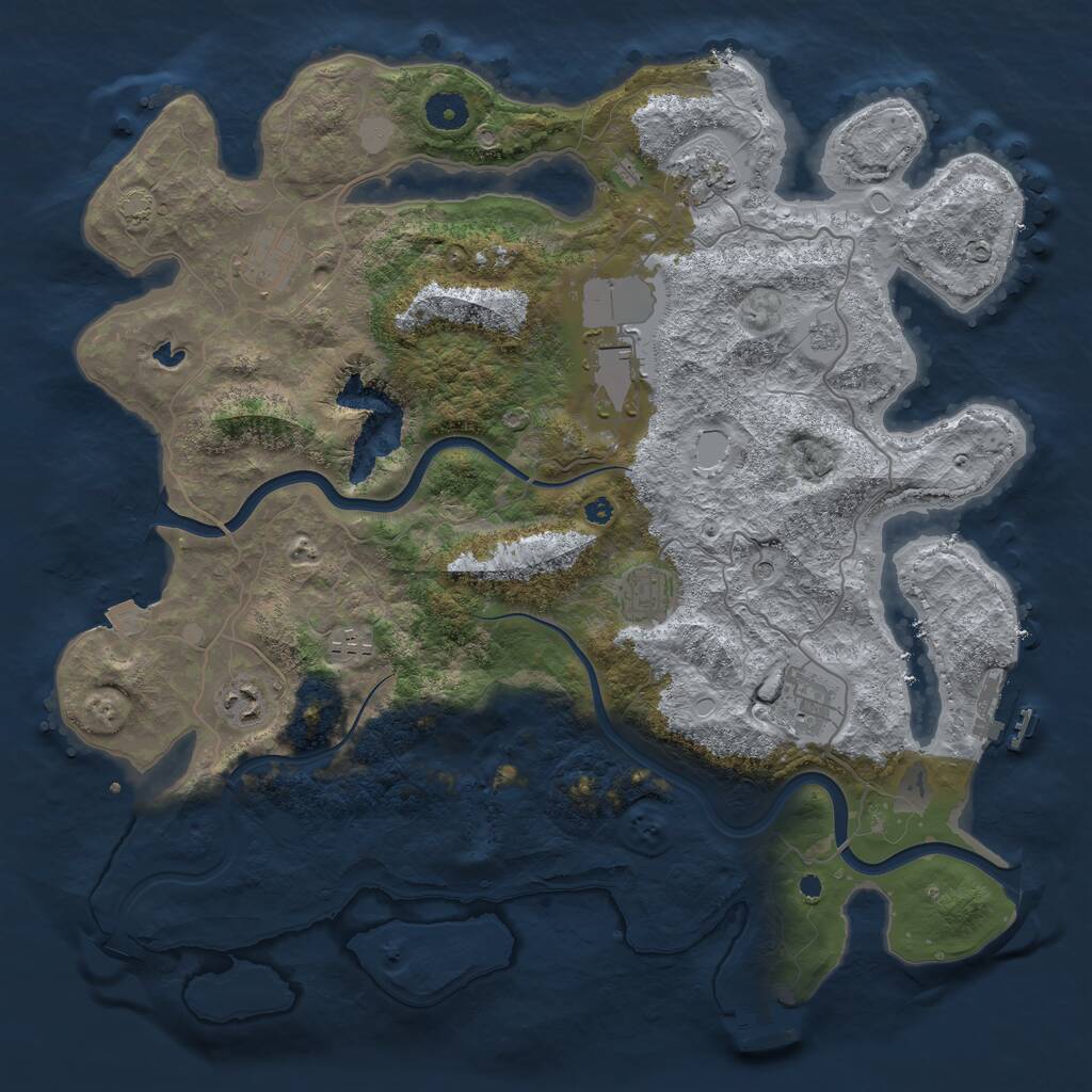 Rust Map: Procedural Map, Size: 4000, Seed: 557888149, 13 Monuments