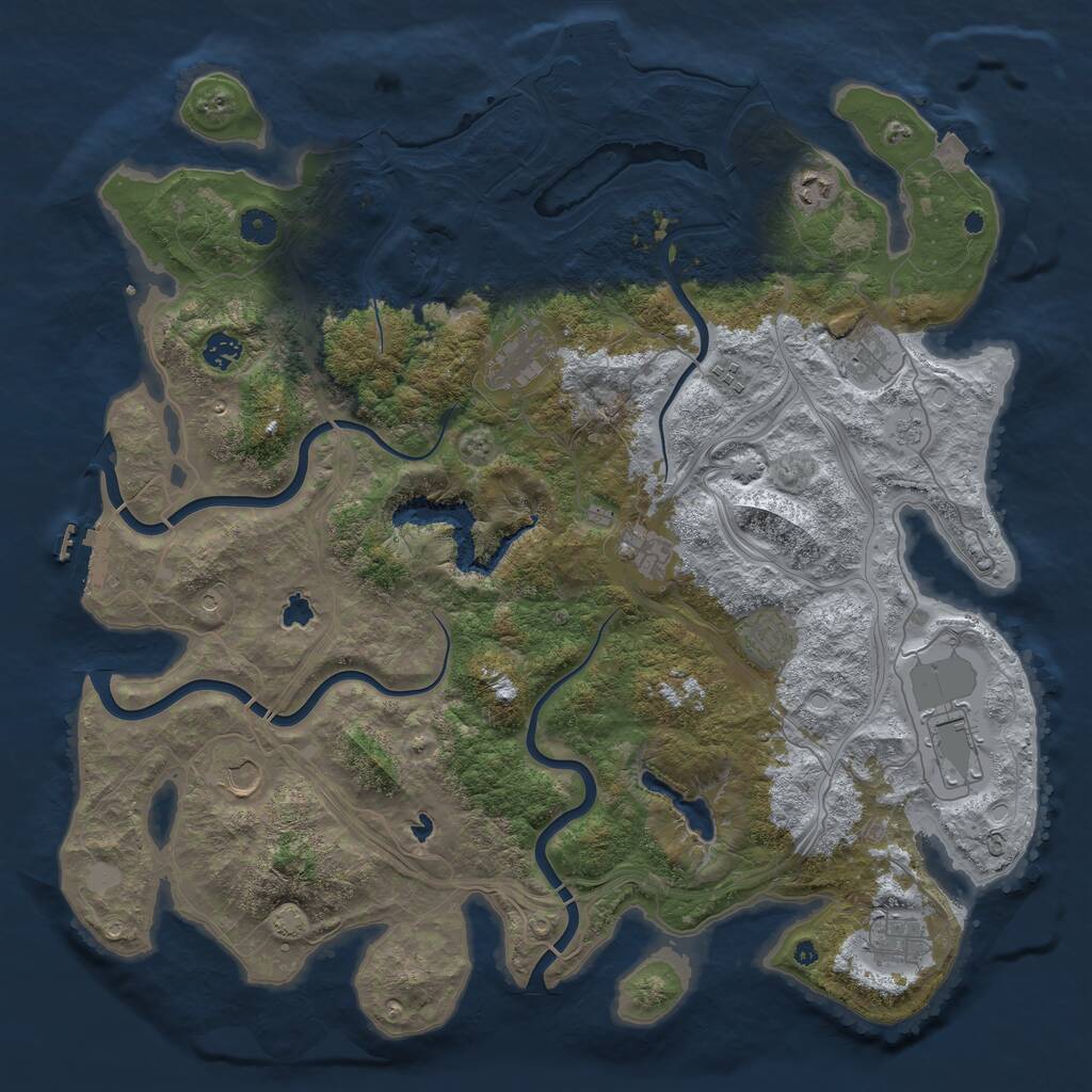 Rust Map: Procedural Map, Size: 4500, Seed: 40800, 16 Monuments