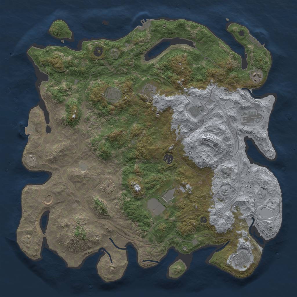 Rust Map: Procedural Map, Size: 4500, Seed: 40800, 19 Monuments