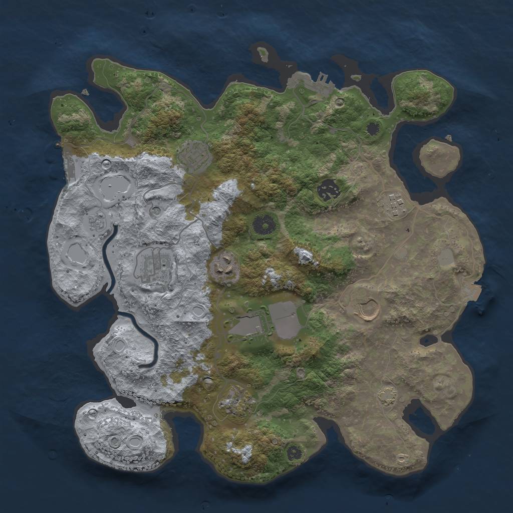Rust Map: Procedural Map, Size: 3550, Seed: 42502227, 16 Monuments
