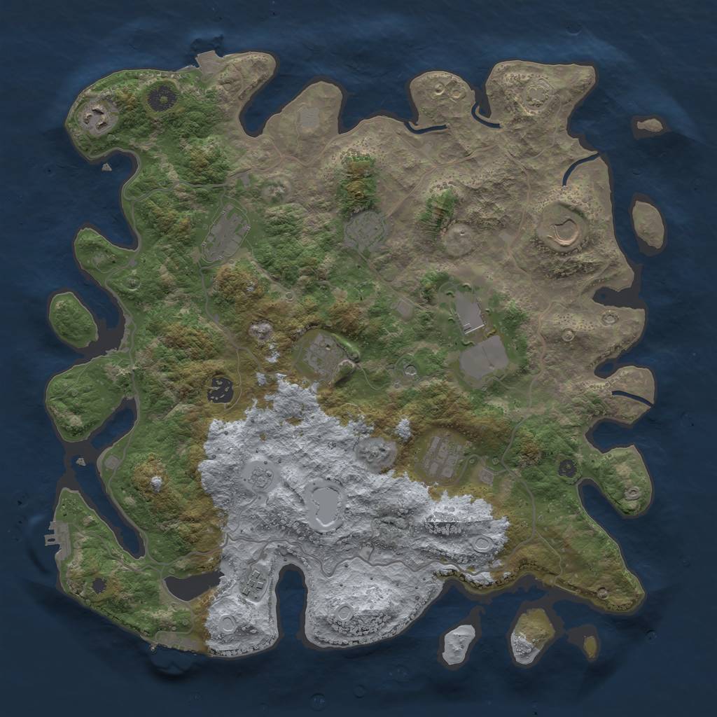 Rust Map: Procedural Map, Size: 4000, Seed: 1873696846, 17 Monuments