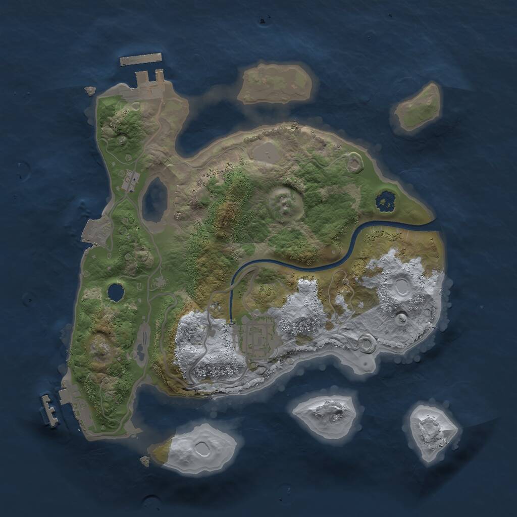 Rust Map: Procedural Map, Size: 2500, Seed: 13815603, 4 Monuments