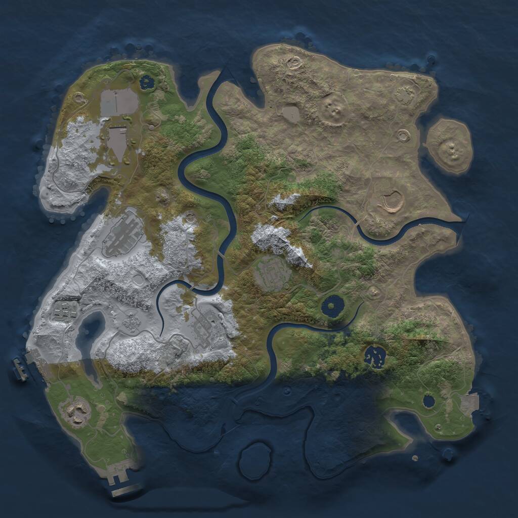 Rust Map: Procedural Map, Size: 3500, Seed: 43746644, 14 Monuments
