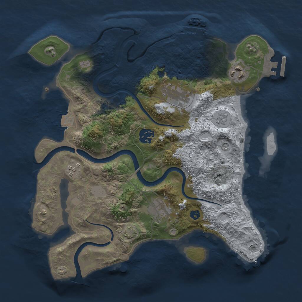 Rust Map: Procedural Map, Size: 3000, Seed: 13975, 11 Monuments