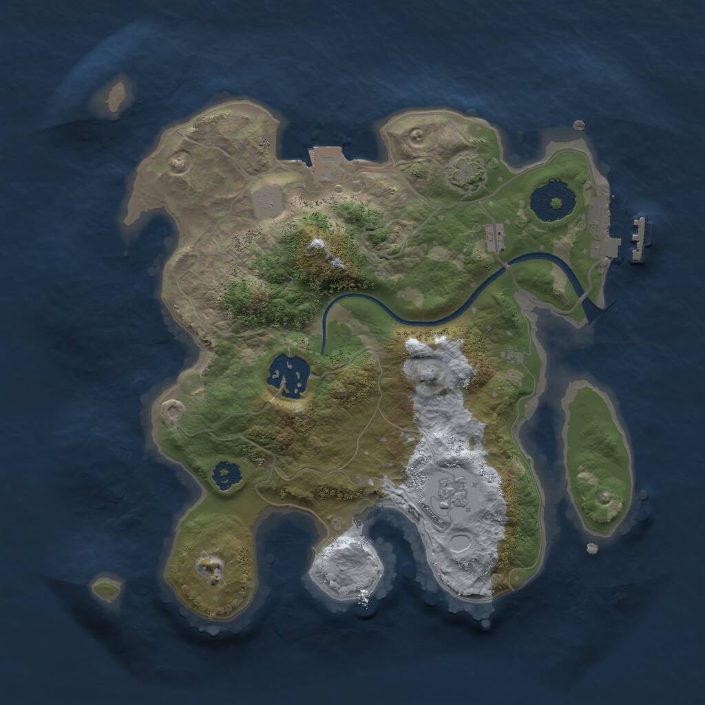 Rust Map: Procedural Map, Size: 2500, Seed: 1109144250, 5 Monuments