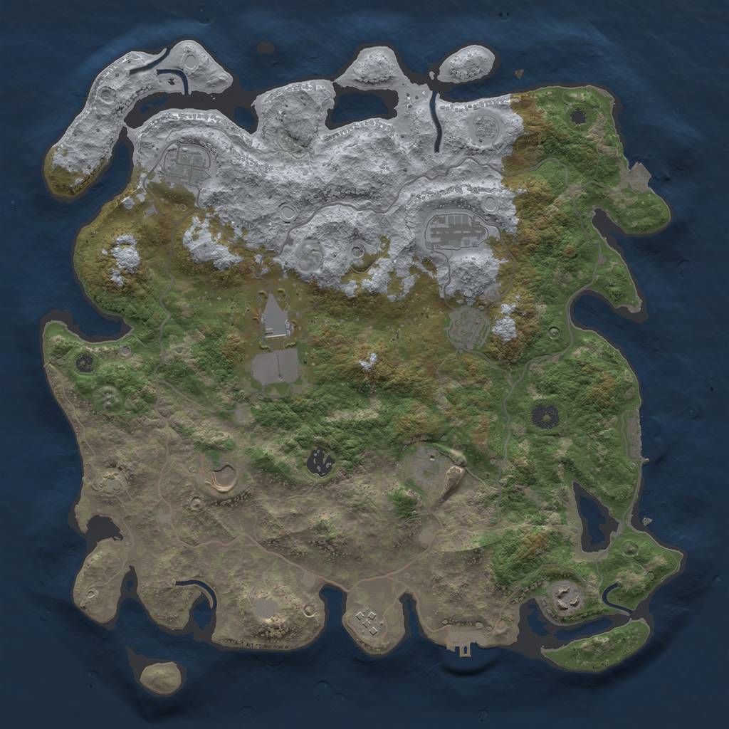 Rust Map: Procedural Map, Size: 4000, Seed: 2121587943, 17 Monuments