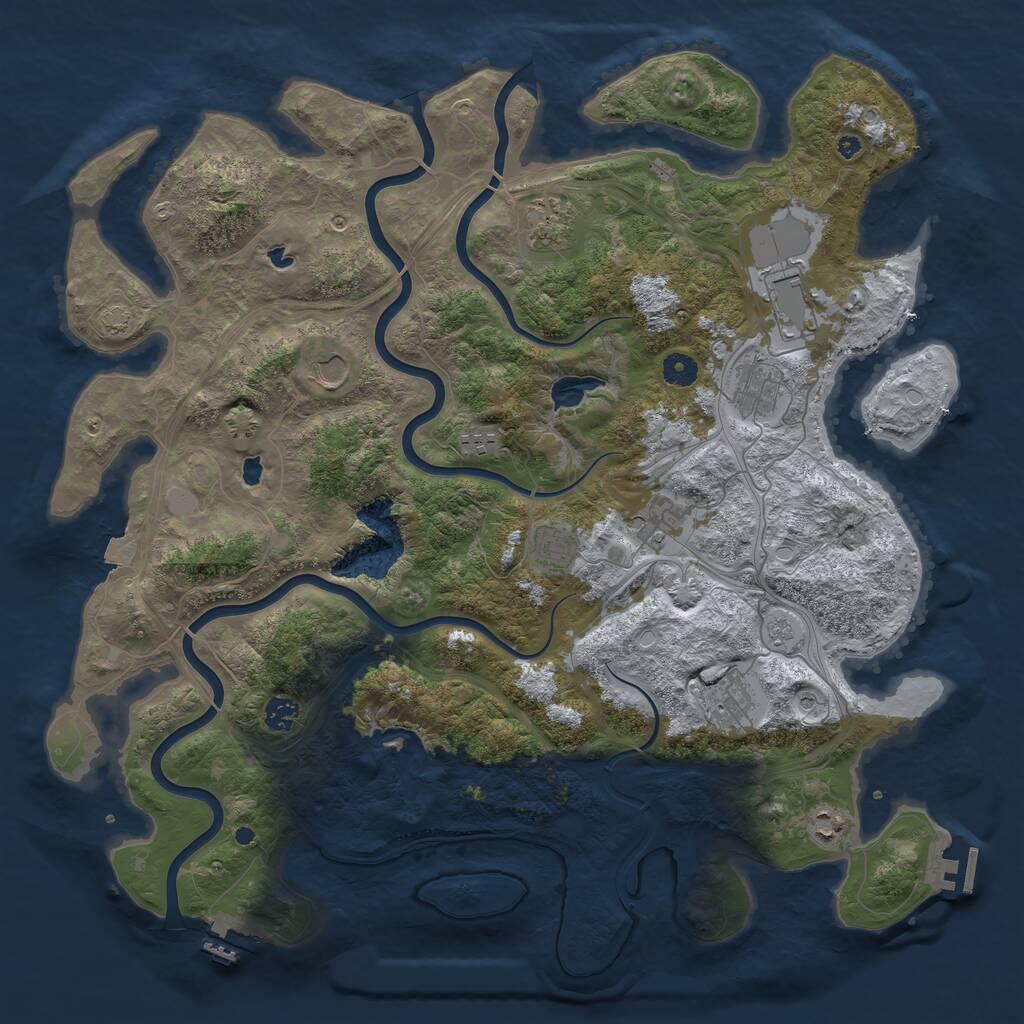 Rust Map: Procedural Map, Size: 4500, Seed: 8682, 16 Monuments