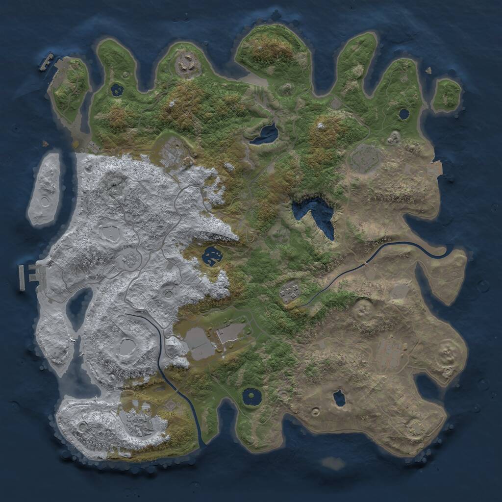 Rust Map: Procedural Map, Size: 4000, Seed: 445499161, 14 Monuments
