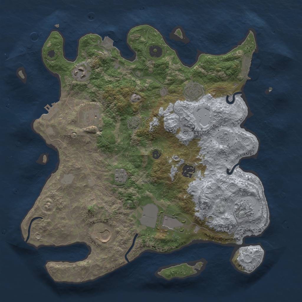 Rust Map: Procedural Map, Size: 3500, Seed: 1124470243, 16 Monuments