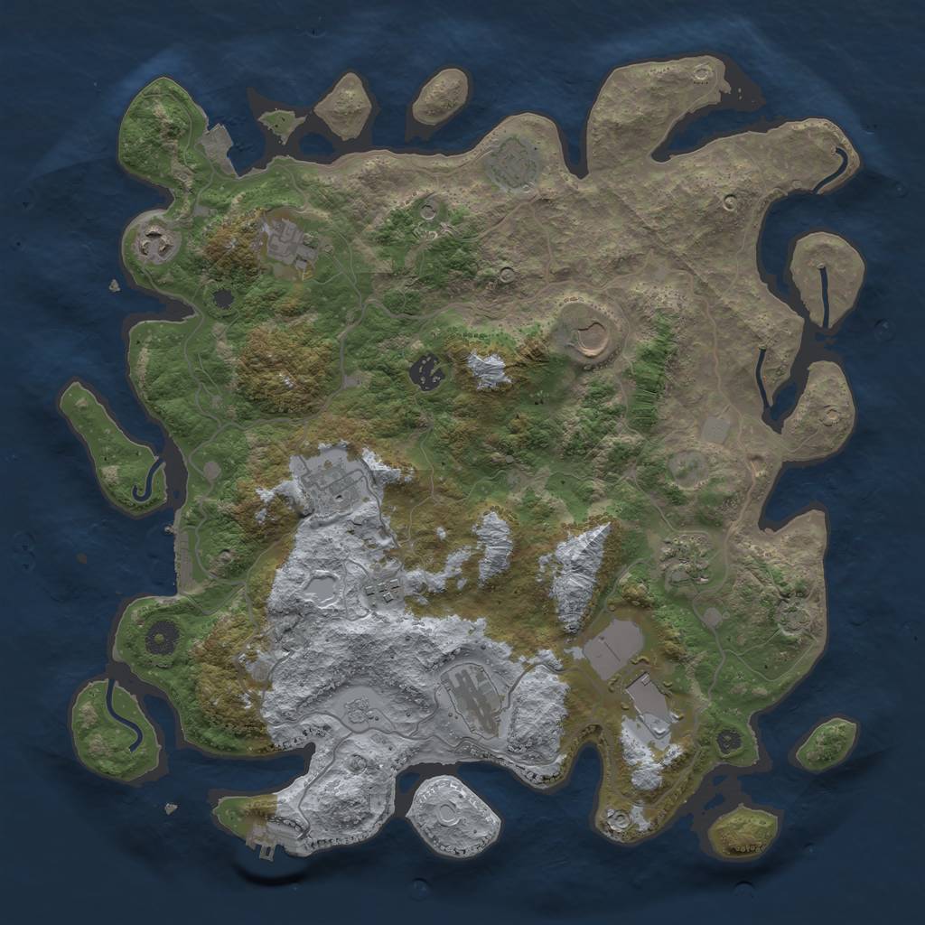 Rust Map: Procedural Map, Size: 4000, Seed: 1486749898, 18 Monuments