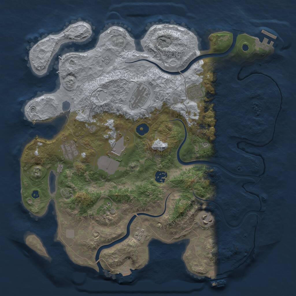 Rust Map: Procedural Map, Size: 3700, Seed: 704434701, 14 Monuments