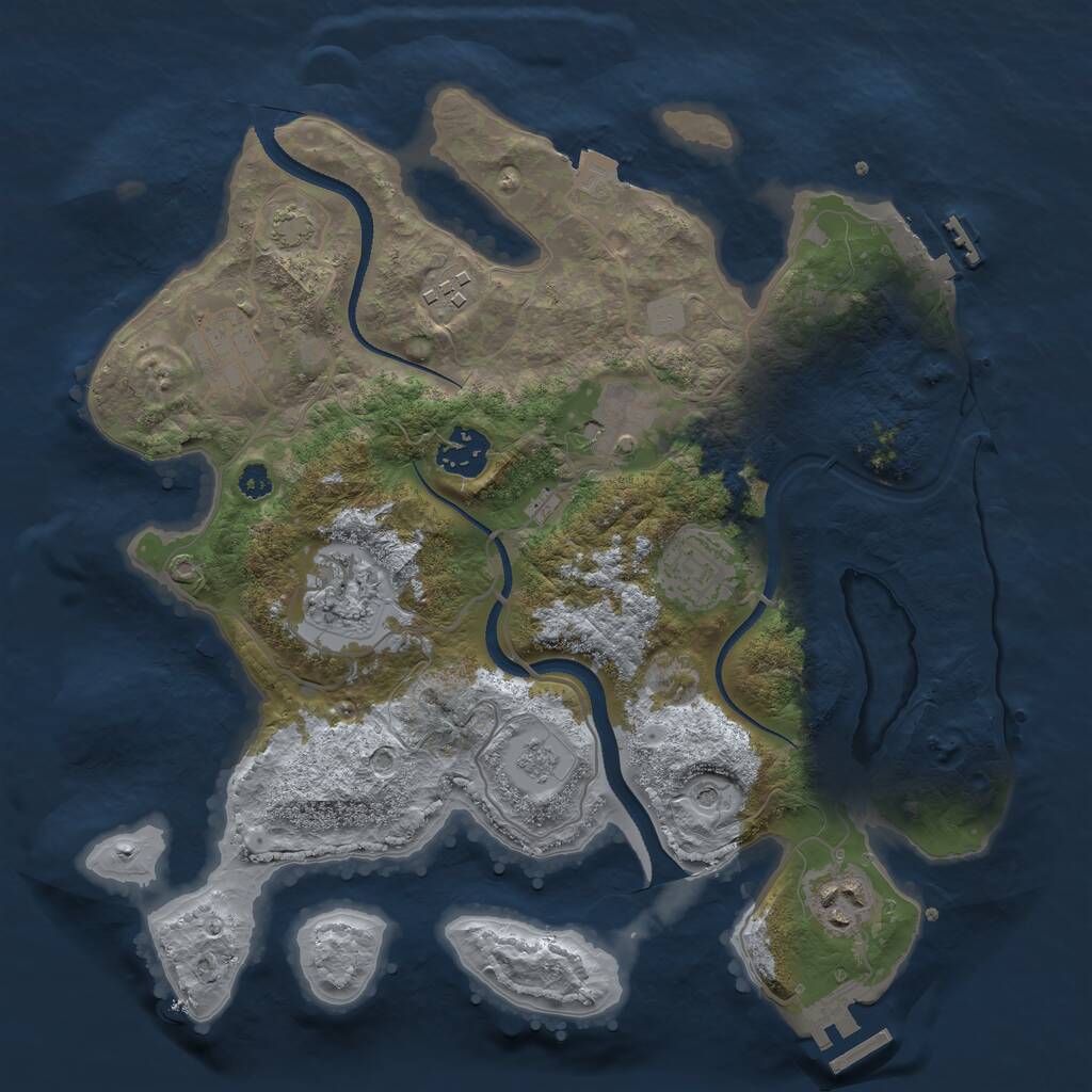 Rust Map: Procedural Map, Size: 3250, Seed: 388164640, 13 Monuments