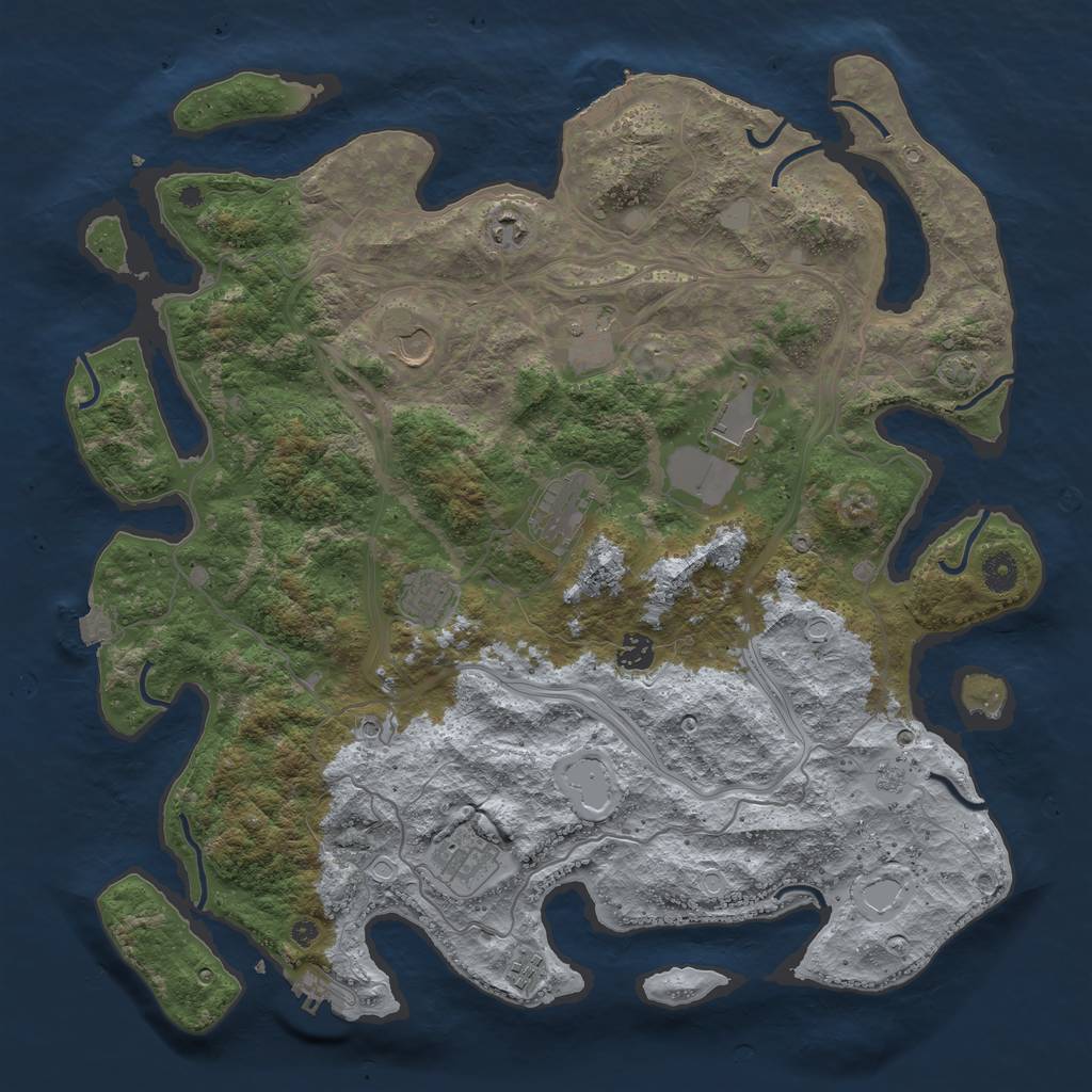 Rust Map: Procedural Map, Size: 4300, Seed: 1928469000, 17 Monuments