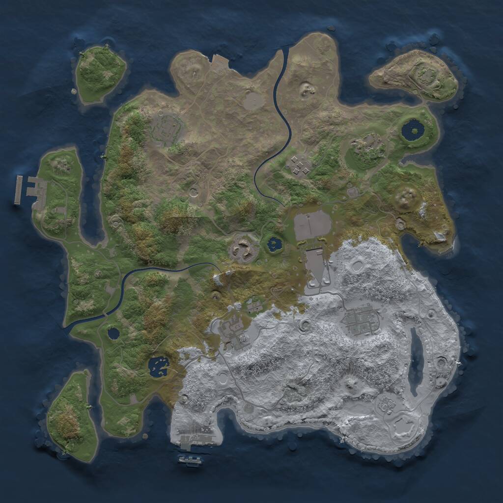 Rust Map: Procedural Map, Size: 3500, Seed: 1026477962, 14 Monuments
