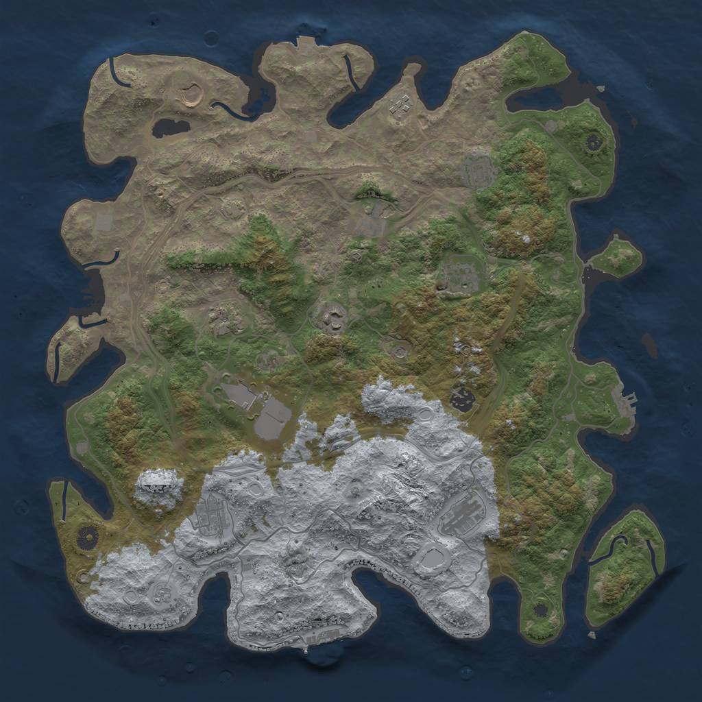Rust Map: Procedural Map, Size: 4500, Seed: 1578332785, 19 Monuments