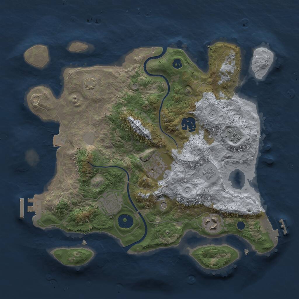 Rust Map: Procedural Map, Size: 3000, Seed: 42841, 11 Monuments