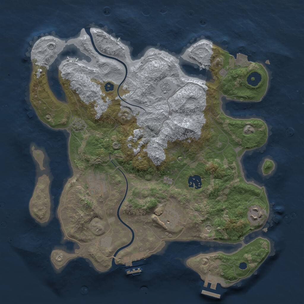 Rust Map: Procedural Map, Size: 3250, Seed: 1674836657, 10 Monuments